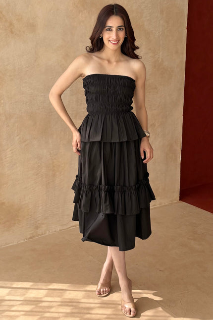 Black smocked co-ord