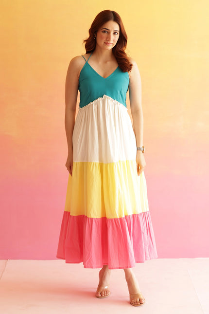 Cotton maxi dress with halter straps