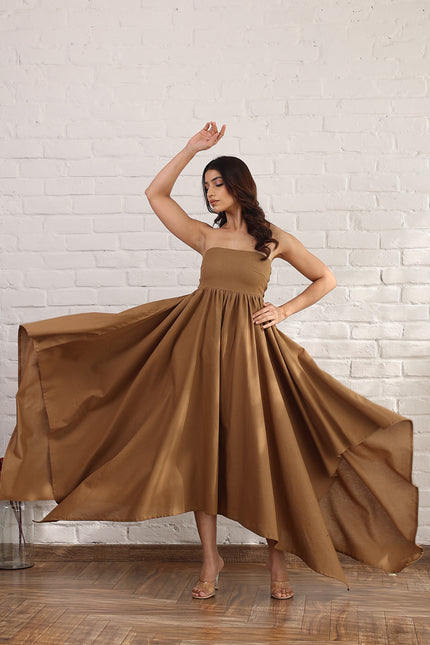 Brown flare dress