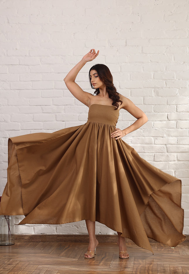 Brown flare dress