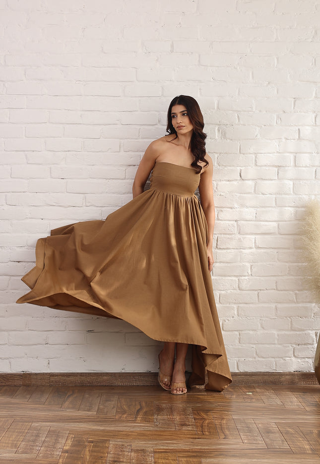 Brown flare dress