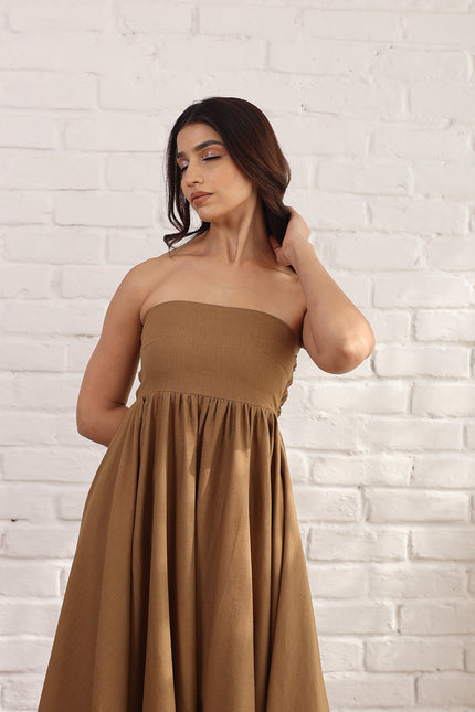 Brown flare dress