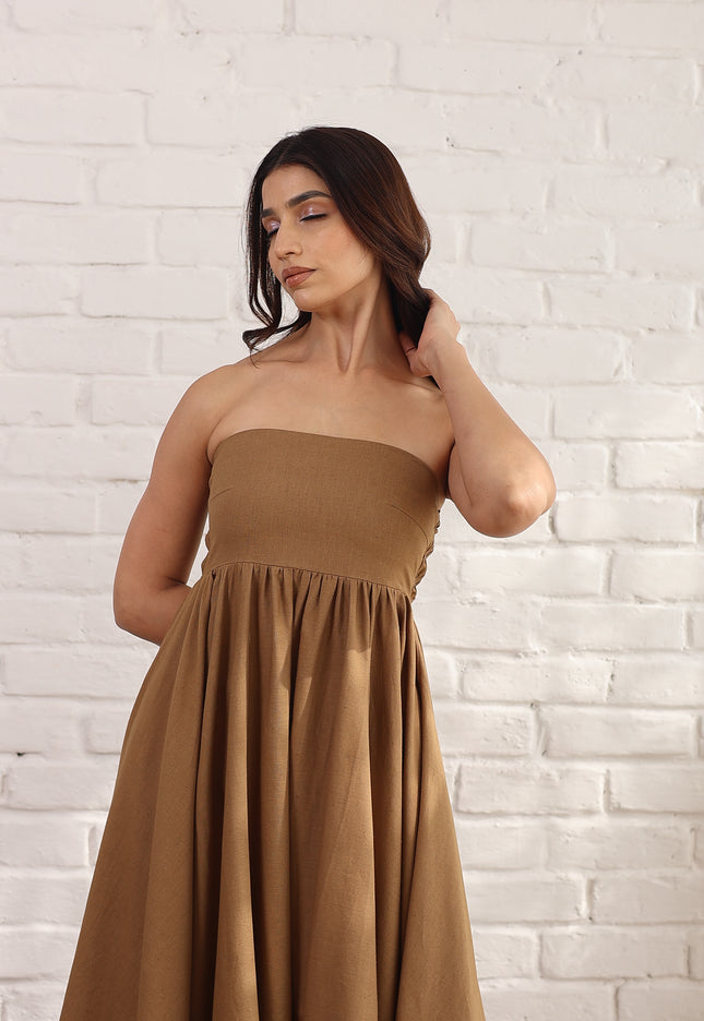 Brown flare dress