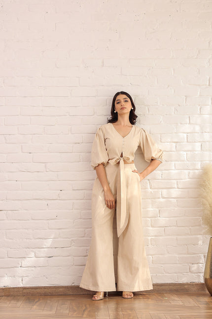 Linen top + Flare pants
