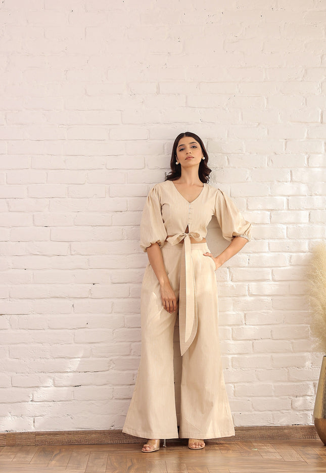 Linen top + Flare pants