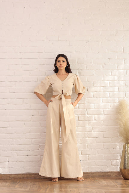 Linen top + Flare pants