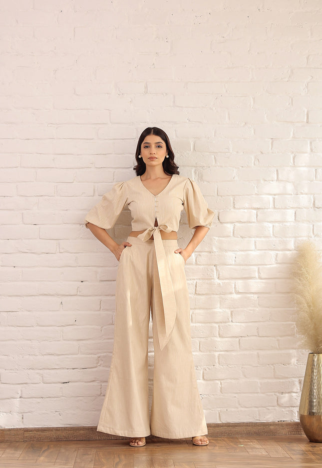 Linen top + Flare pants