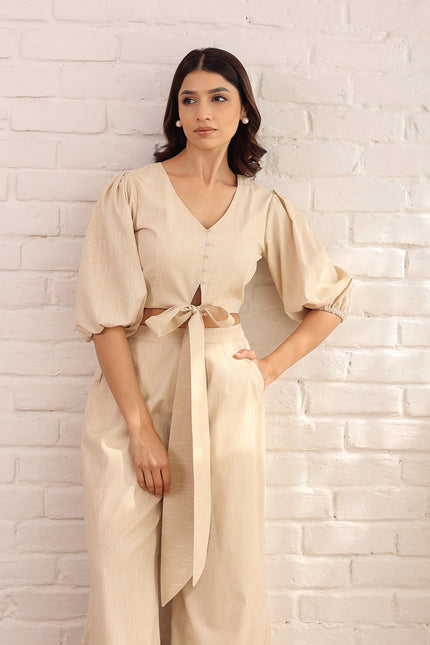 Linen top + Flare pants