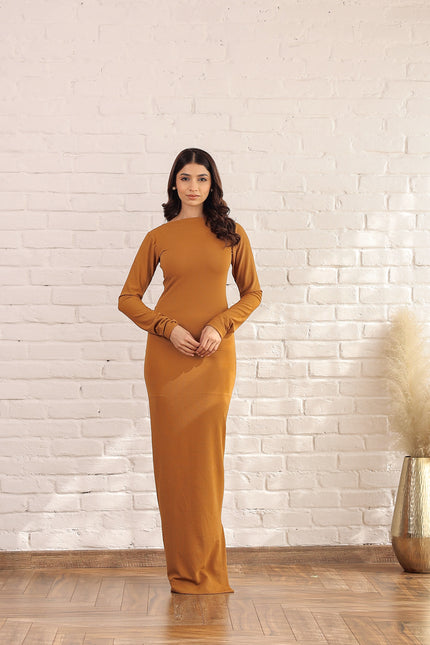 Long ribbed gown