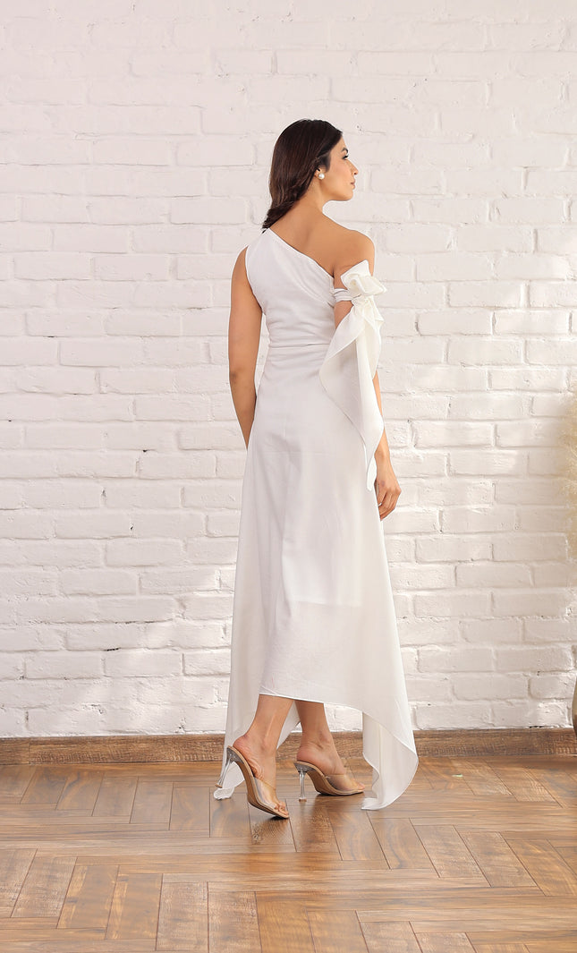 White drop knot dress
