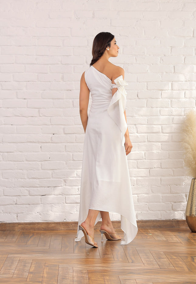 White drop knot dress