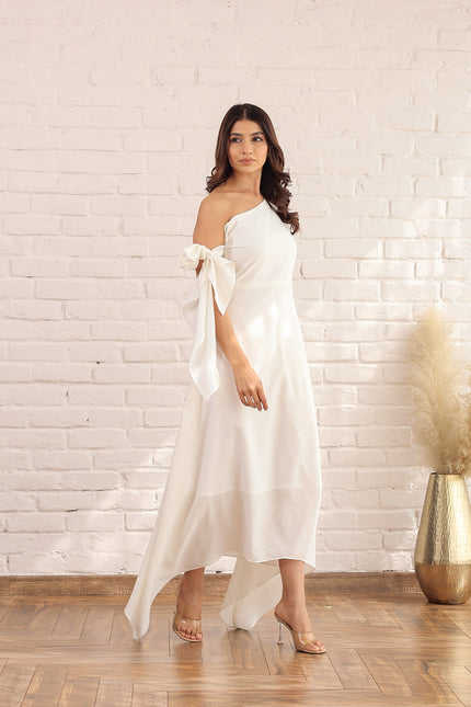 White drop knot dress