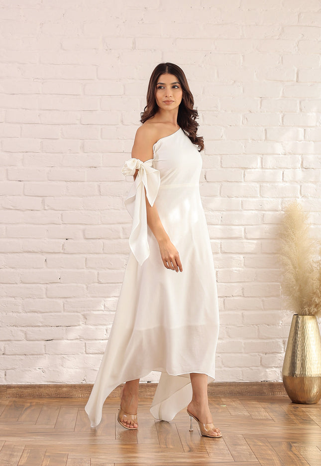 White drop knot dress