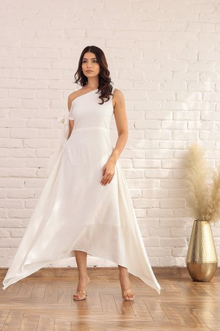 White drop knot dress