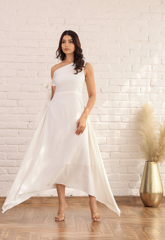 White drop knot dress
