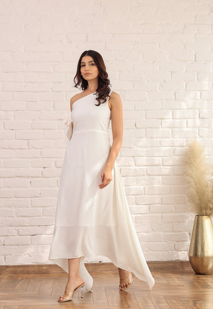 White drop knot dress