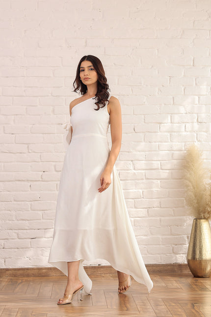 White drop knot dress