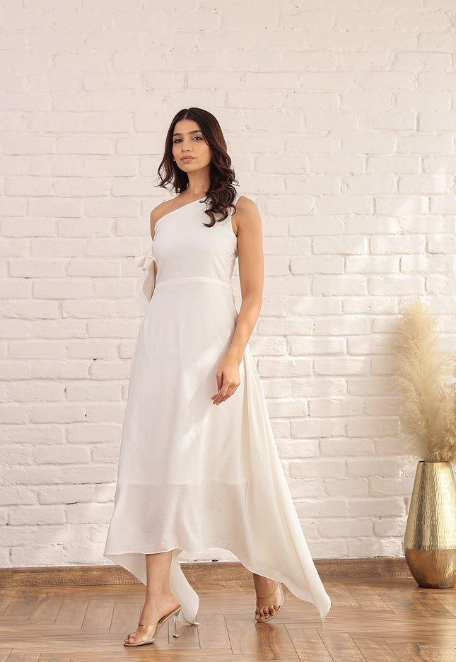 White drop knot dress