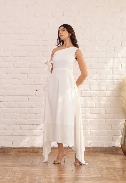 White drop knot dress