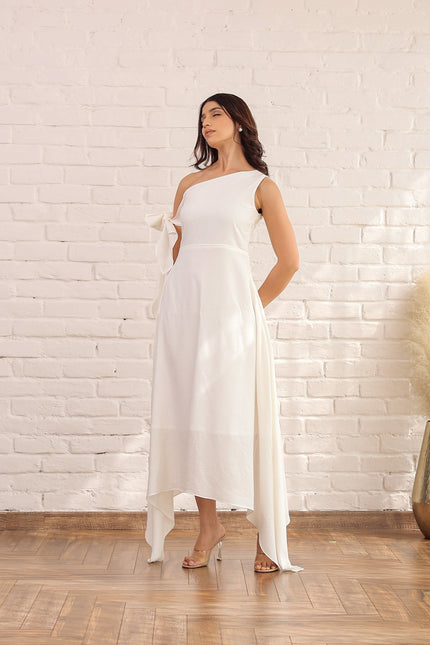 White drop knot dress
