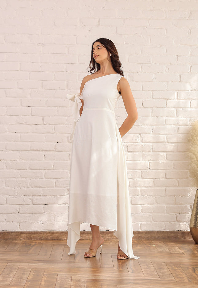 White drop knot dress