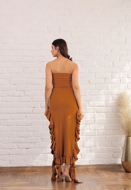 Ribbed frill dress
