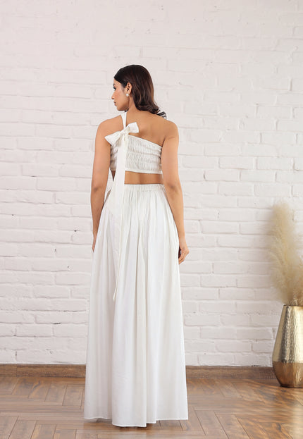 White bandeau top and skirt