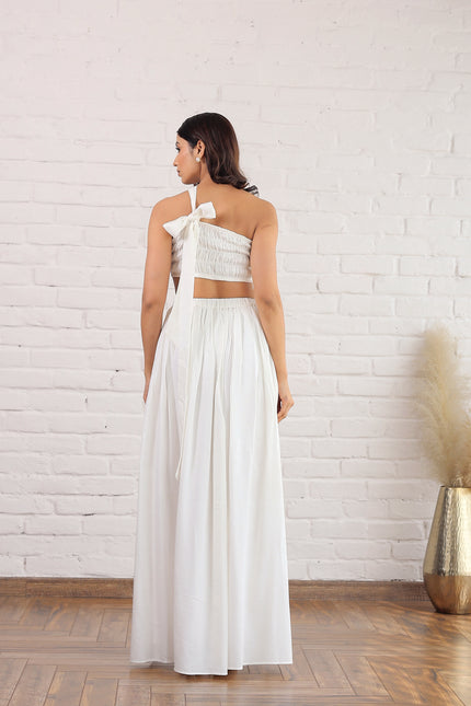 White bandeau top and skirt