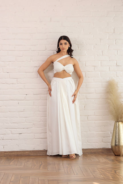 White bandeau top and skirt