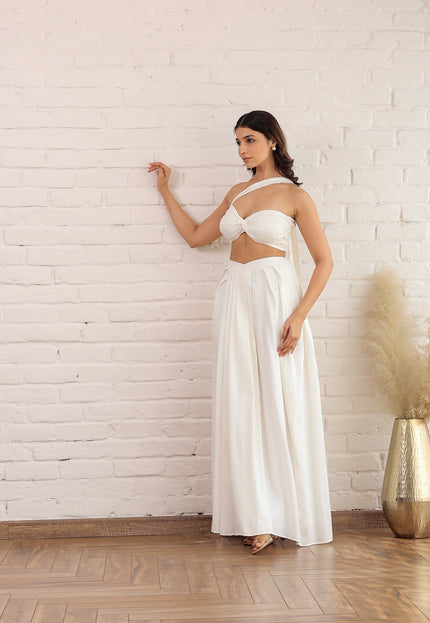 White bandeau top and skirt