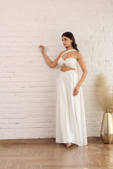 White bandeau top and skirt