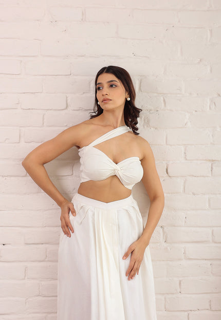 White bandeau top and skirt