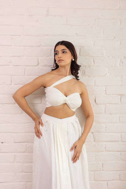 White bandeau top and skirt