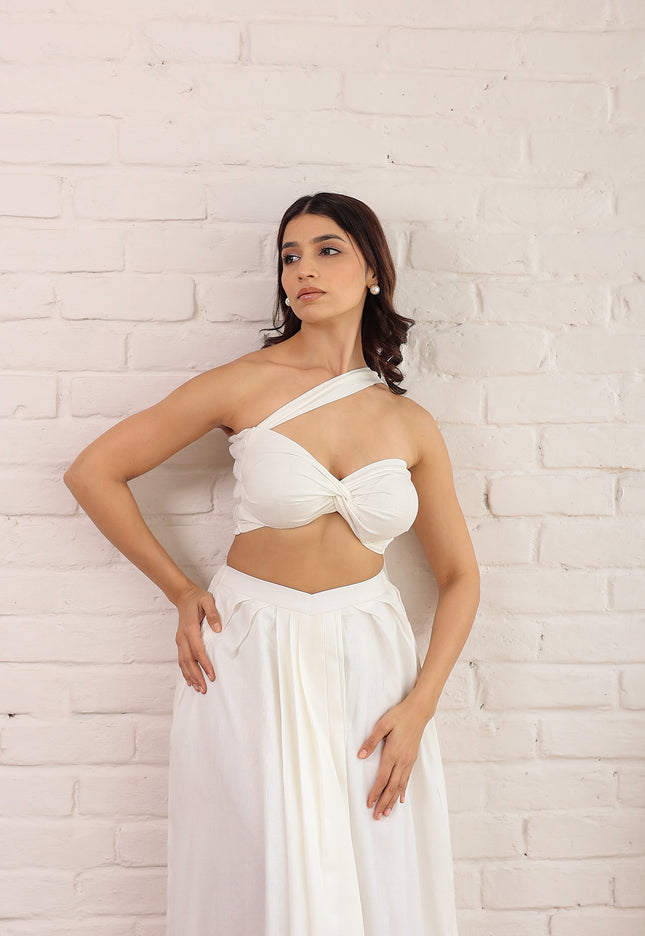 White bandeau top and skirt