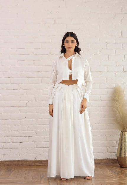 White bandeau top and skirt
