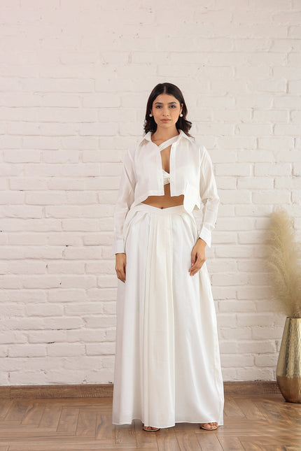 White bandeau top and skirt