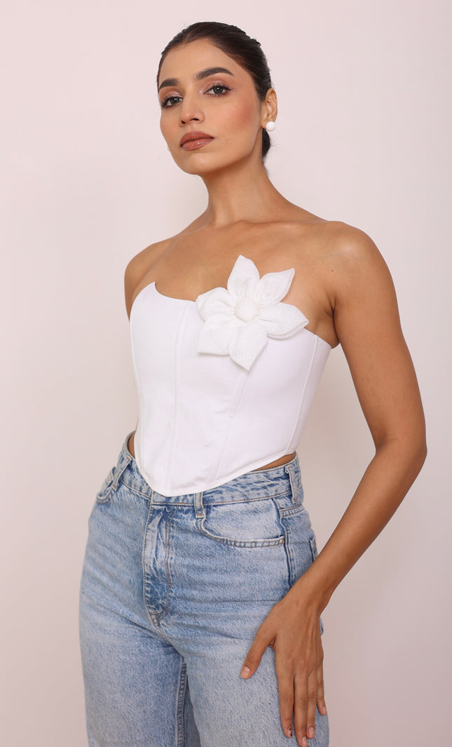White floral bodice corset