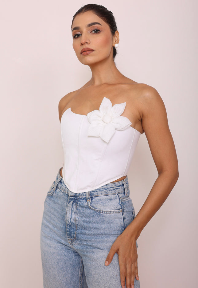 White floral bodice corset