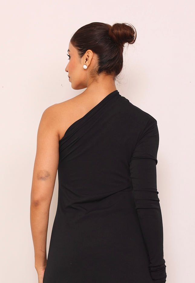 Long one shoulder body con dress