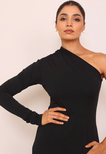 Long one shoulder body con dress