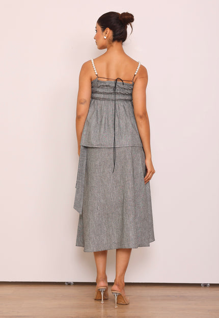 Pearl top & wrap around skirt