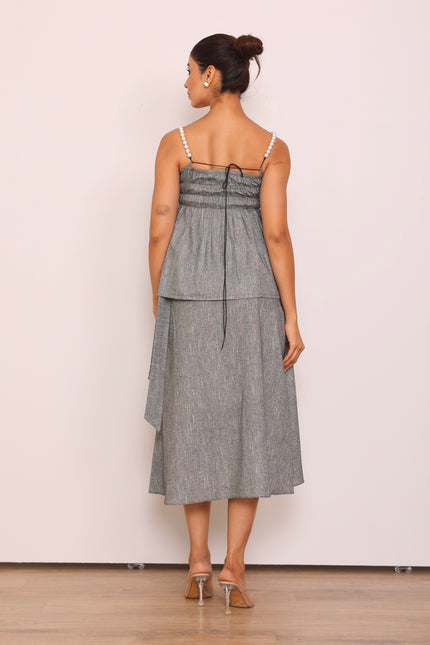 Pearl top & wrap around skirt