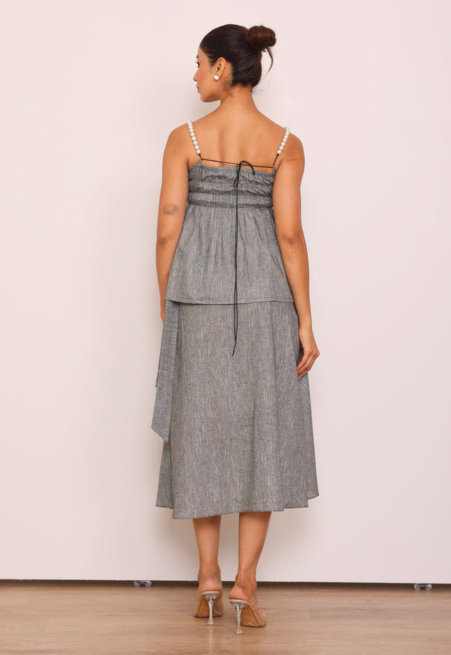 Pearl top & wrap around skirt