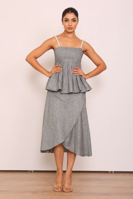 Pearl top & wrap around skirt