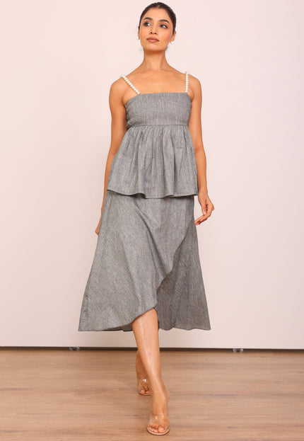 Pearl top & wrap around skirt