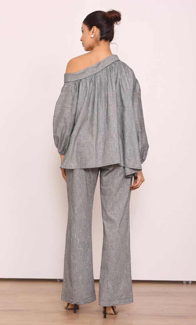 Tailored pants + Drop shoulder top