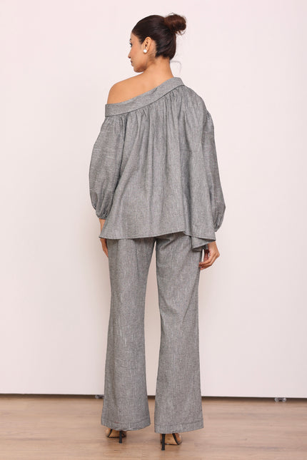 Tailored pants + Drop shoulder top