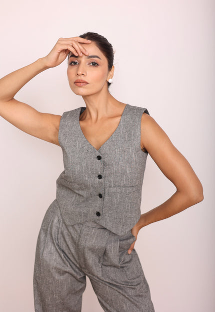 Tailored high waist pants + waistcoat