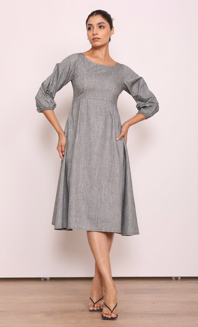 Grey A-line midi dress
