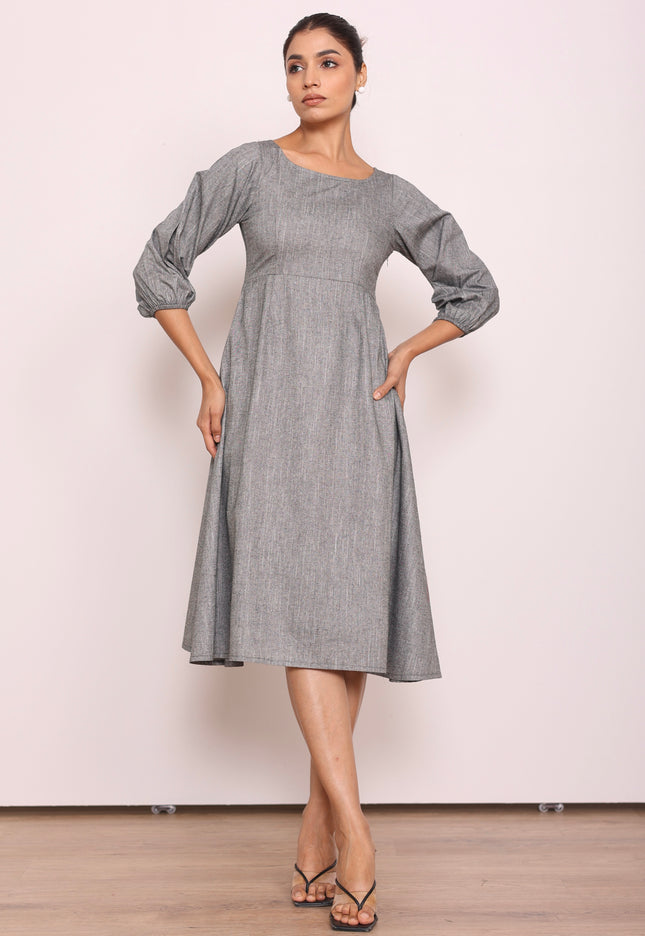 Grey A-line midi dress
